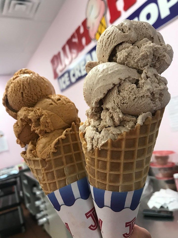 Two cones of ice cream